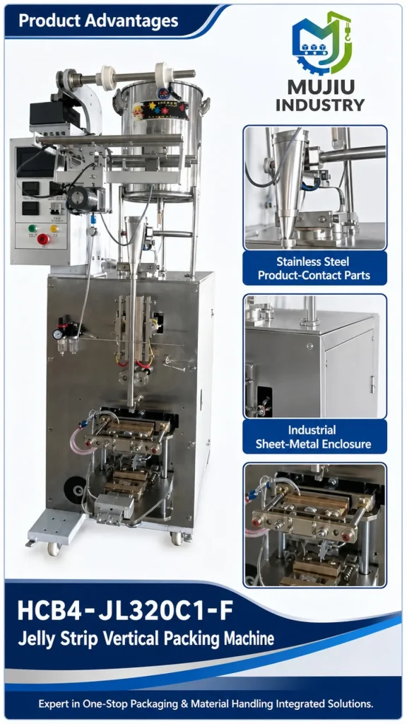 MUJIU HCB4-JL320C1-F Automatic Jelly Strip Vertical Packing Machine Self-flowing Feeding Back-Seal Sachet Machine - Detail image 5