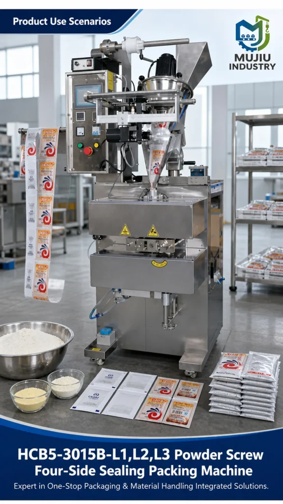 HCB5-3015B Automatic 4 Side Seal Powder Screw Packing Machine Sachet Pouch Filler for Spices Coffee Milk Flour VFFS Packaging - Detail image 4