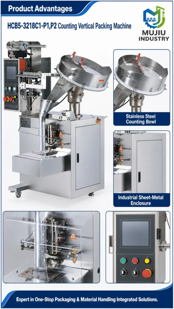 HCB5-3218C1-P1 Automatic Counting Packing Machine with Vibratory Bowl for Candies Hardware Components VFFS Sachet Filler - Detail image 5