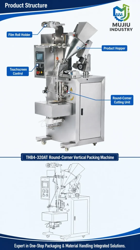 THB4-320AT Automatic Round-Corner Vertical Packing Machine for Sugar Oats Seasoning Sachet Pouch VFFS Filler - Detail image 3