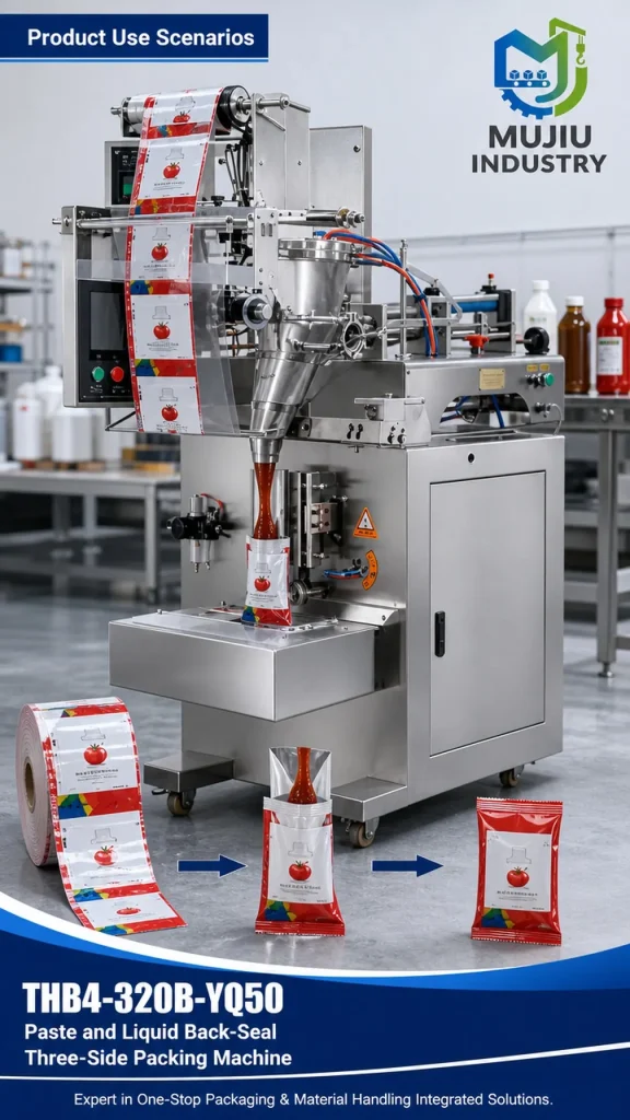 Automatic Liquid Paste Packing Machine Back Seal 3 Side Seal Sachet Pouch Filling Machine VFFS for Sauce Honey Shampoo - Detail image 4
