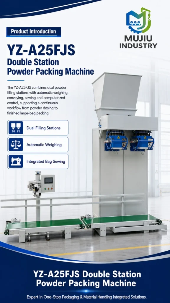 YZ-A25FJS Automatic Double Station Powder Packing Machine 25-60kg Heavy Bag Filler with Weighing Sewing Conveyor - Detail image 1
