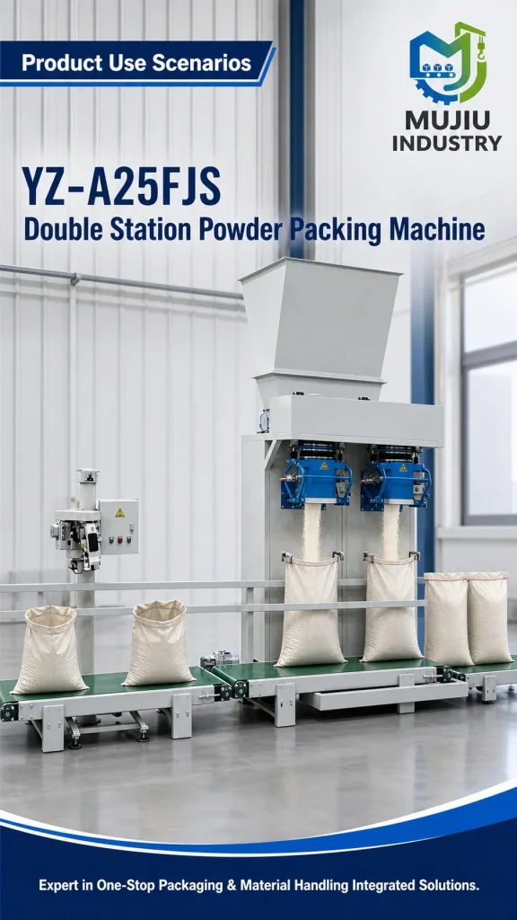 YZ-A25FJS Automatic Double Station Powder Packing Machine 25-60kg Heavy Bag Filler with Weighing Sewing Conveyor - Detail image 4