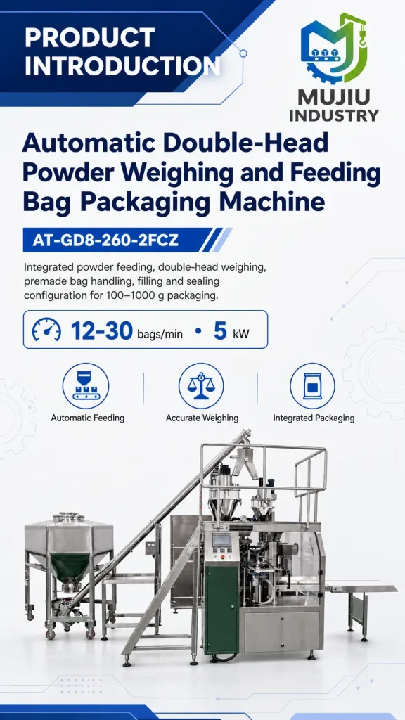 Automatic Double Head Powder Weighing Feeding Bag Packaging Machine Premade Bag Filling Sealing Equipment for Powder Packing - Detail image 1