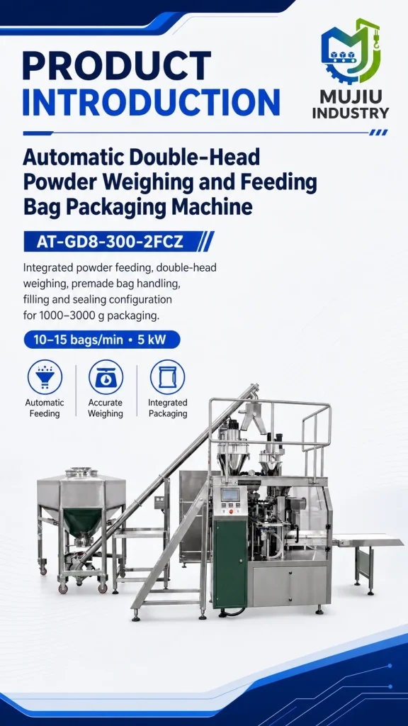 Automatic Double-Head 1-3kg Powder Bag Packaging Machine AT-GD8-300-2FCZ for Corn Starch Flour - Detail image 1