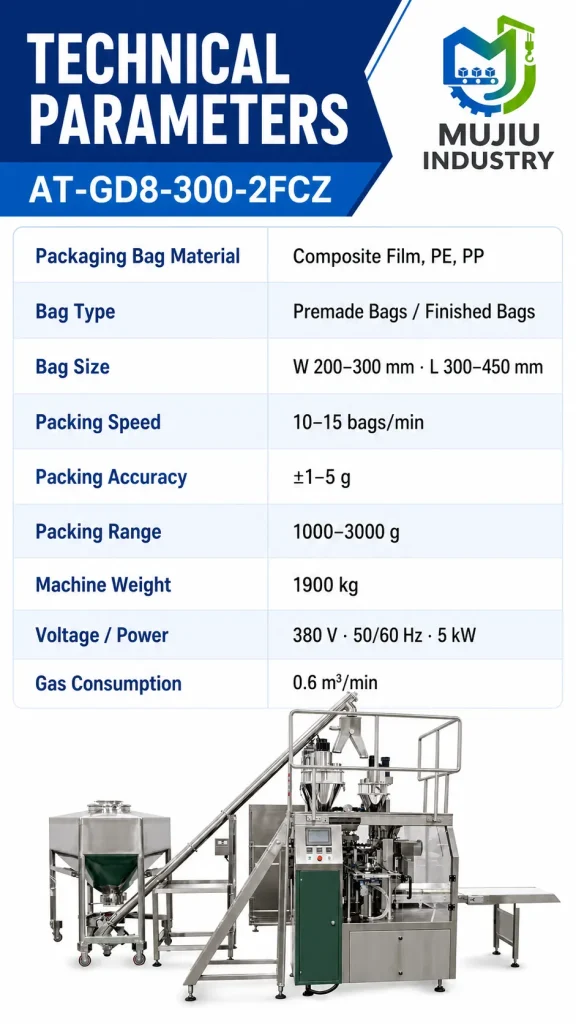 Automatic Double-Head 1-3kg Powder Bag Packaging Machine AT-GD8-300-2FCZ for Corn Starch Flour - Detail image 2