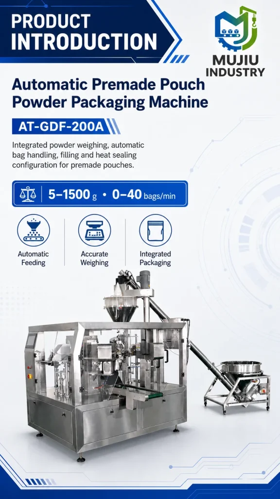 Automatic Premade Pouch Powder Packaging Machine AT-GDF-200A 5-1500g Rotary Pouch Filler Sealer for Corn Starch Flour - Detail image 1