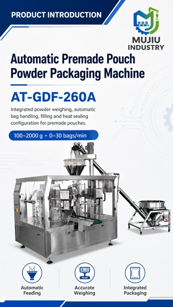 Automatic Premade Pouch Powder Packaging Machine AT-GDF-260A 2kg Bag Filling and Sealing Machine for Corn Starch Flour - Detail image 1
