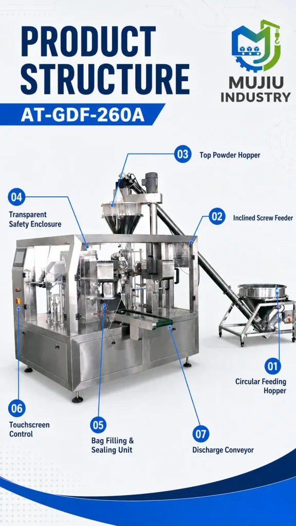 Automatic Premade Pouch Powder Packaging Machine AT-GDF-260A 2kg Bag Filling and Sealing Machine for Corn Starch Flour - Detail image 3
