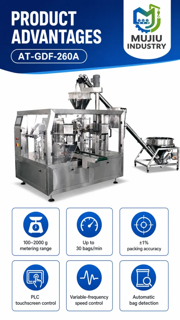 Automatic Premade Pouch Powder Packaging Machine AT-GDF-260A 2kg Bag Filling and Sealing Machine for Corn Starch Flour - Detail image 4