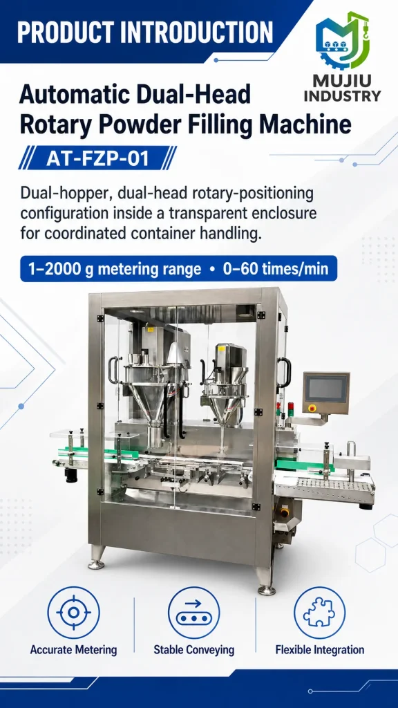 MUJIU Dual Head Rotary Automatic Filling Machine AT-FZP-01 Adjustable Speed 2-30ml Glass Vials Tubes Food Packaging Gear-Driven - Detail image 1