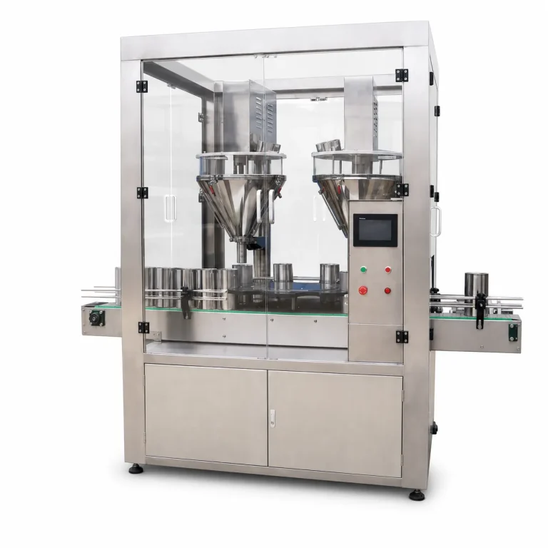 0-100 Bottles Per Minute Twin Head Weighing Filling Machine AT-FZP-2F Enclosed 304 Stainless Steel Vial Cans Powder Filler Touch - Main image 1