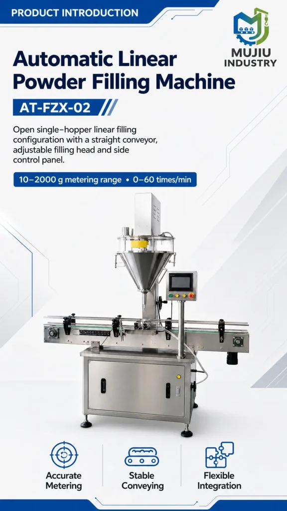 Automatic Linear Single Head Powder Filling Machine 10-2000g Auger Filler for Cans Vials Bottles & Jars 1% Accuracy 0-60/min - Detail image 1