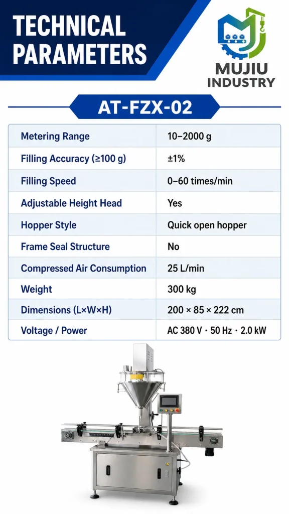 Automatic Linear Single Head Powder Filling Machine 10-2000g Auger Filler for Cans Vials Bottles & Jars 1% Accuracy 0-60/min - Detail image 2