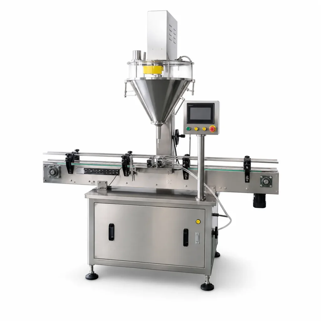 Automatic Linear Single Head Powder Filling Machine 10-2000g Auger Filler for Cans Vials Bottles & Jars 1% Accuracy 0-60/min - Main image 1