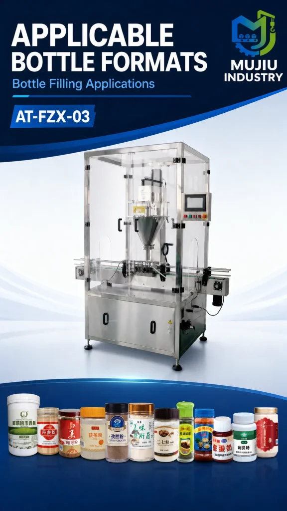 AT-FZX-03 Enclosed Linear Single Head Powder Filling Machine 10-2000g Auger Filler Spice Milk Herb Powder Glass Plastic Cans - Detail image 5