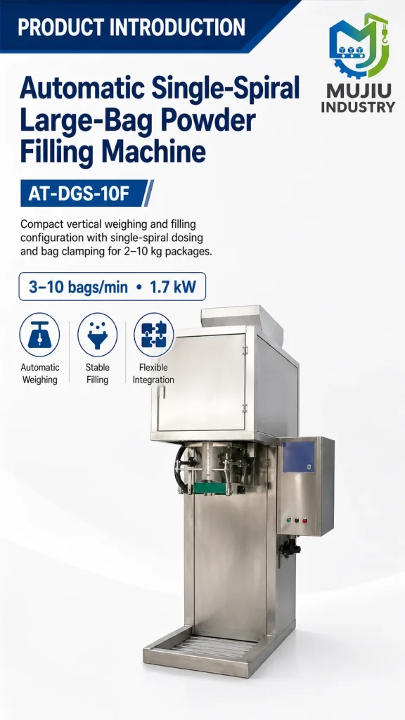 Automatic 2-10kg Large Bag Powder Filling Machine AT-DGS-10F Single Spiral Auger Filler for Corn Starch Flour Chemical - Detail image 1