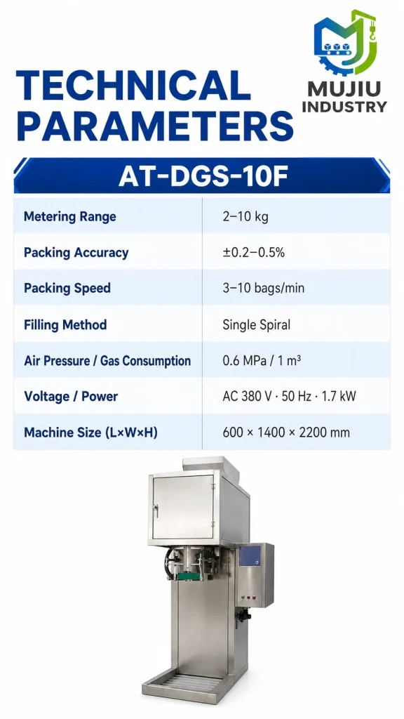 Automatic 2-10kg Large Bag Powder Filling Machine AT-DGS-10F Single Spiral Auger Filler for Corn Starch Flour Chemical - Detail image 2