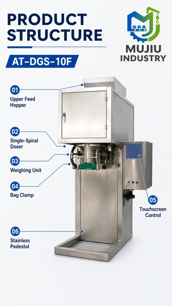 Automatic 2-10kg Large Bag Powder Filling Machine AT-DGS-10F Single Spiral Auger Filler for Corn Starch Flour Chemical - Detail image 3