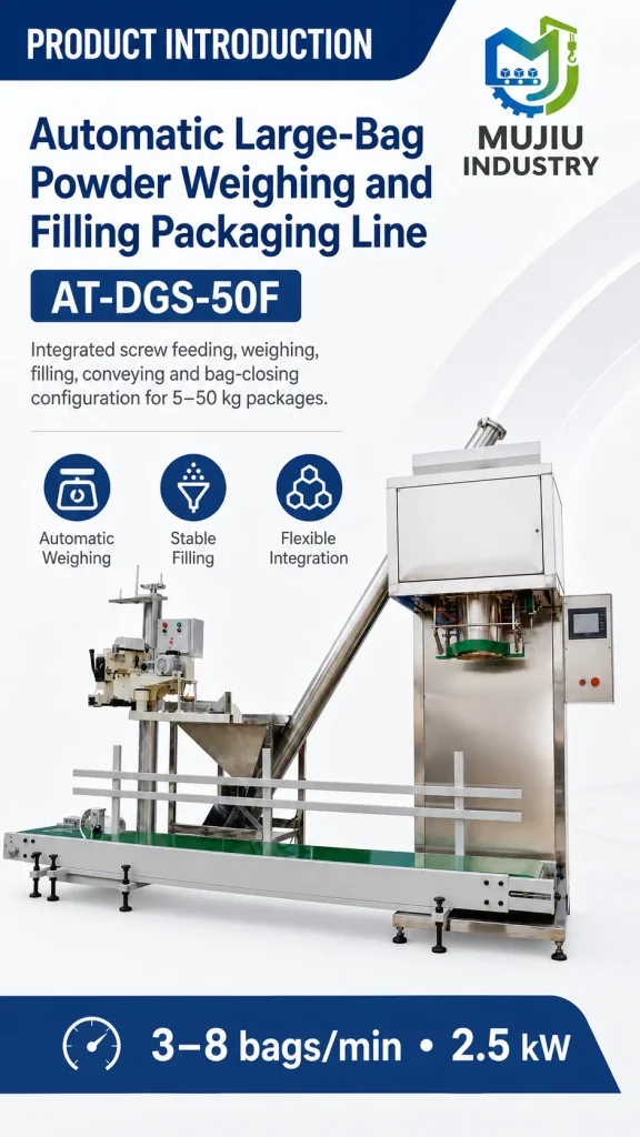 Automatic 5-50kg Powder Weighing and Filling Packaging Line AT-DGS-50F Integrated Bagging Machine for Starch Chemical - Detail image 1