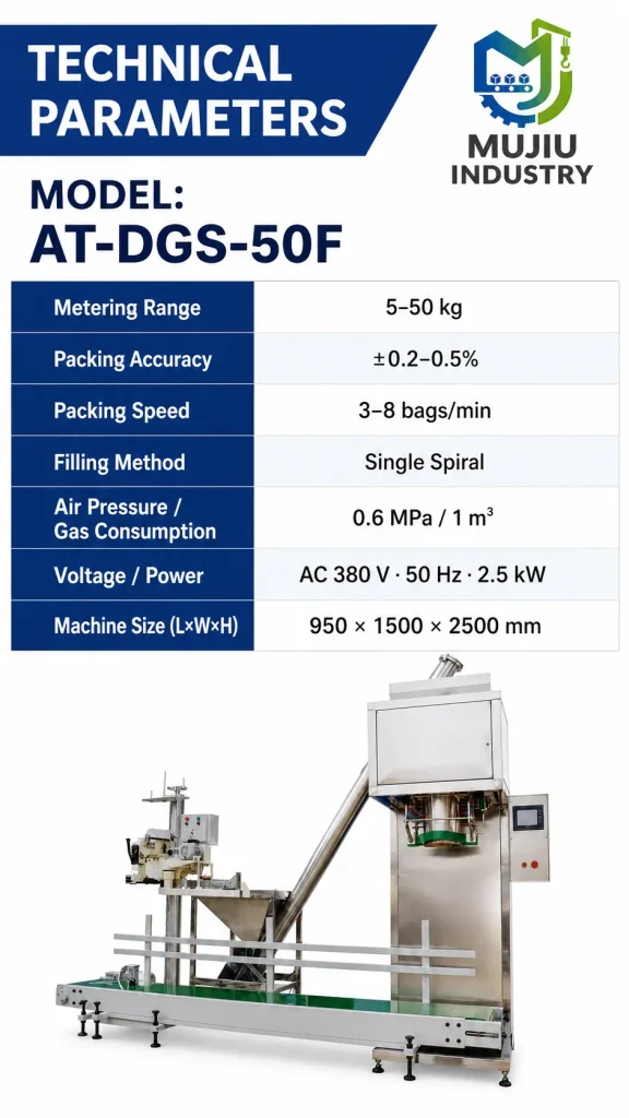 Automatic 5-50kg Powder Weighing and Filling Packaging Line AT-DGS-50F Integrated Bagging Machine for Starch Chemical - Detail image 2