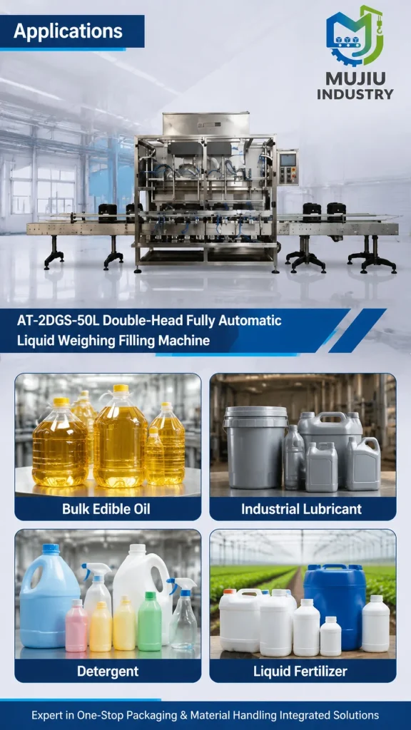 Automatic 2-Head Liquid Weighing Filling Machine 5-50kg AT-2DGS-50L Industrial Pail Drum Filler for Oil Detergent Fertilizer - Detail image 5