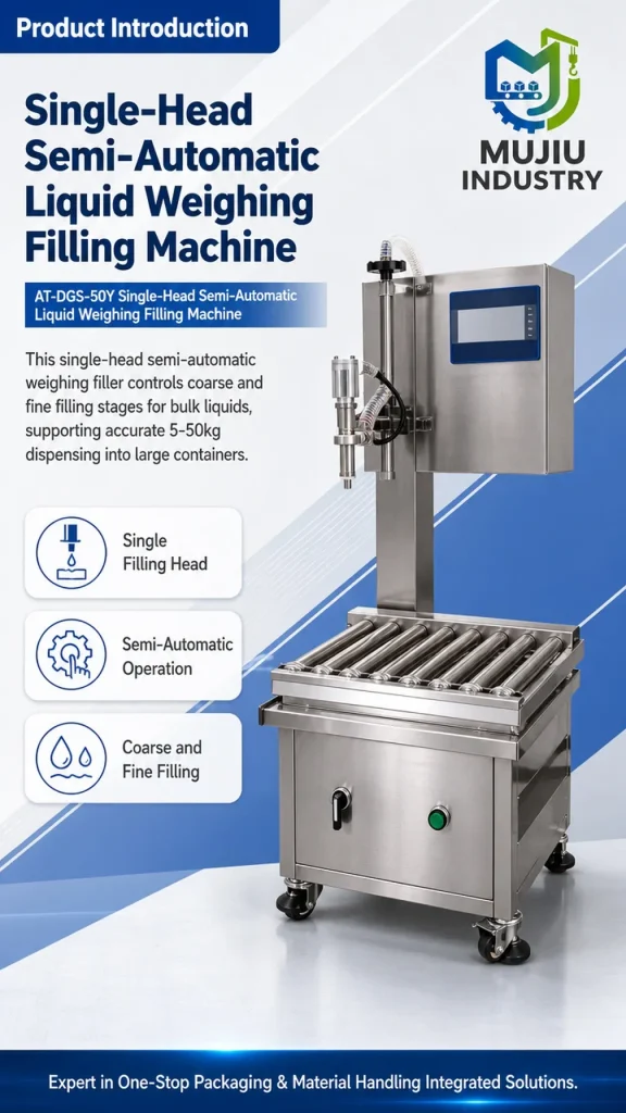 Semi-Automatic Single-Head Liquid Weighing Filling Machine 5-50kg AT-DGS-50Y Industrial Pail Drum Filler for Oil Detergent - Detail image 1