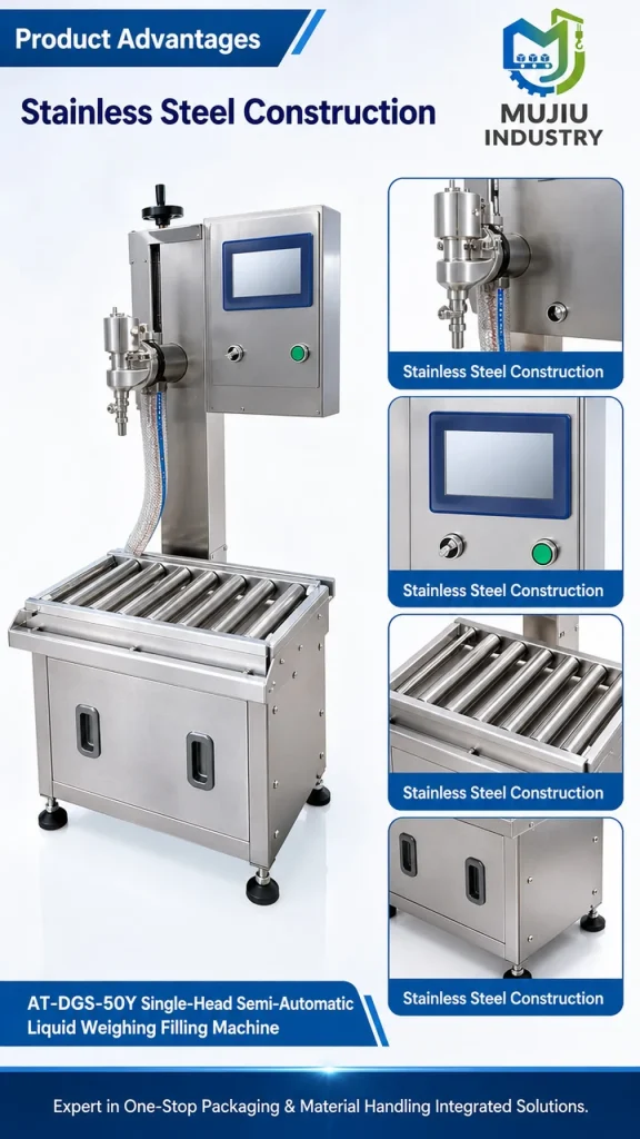 Semi-Automatic Single-Head Liquid Weighing Filling Machine 5-50kg AT-DGS-50Y Industrial Pail Drum Filler for Oil Detergent - Detail image 4