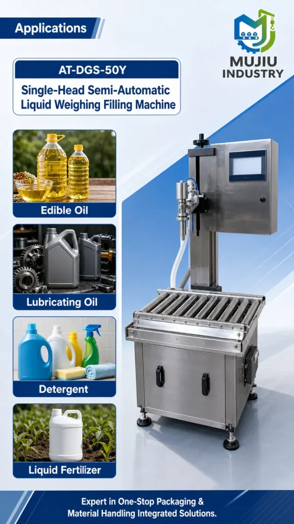 Semi-Automatic Single-Head Liquid Weighing Filling Machine 5-50kg AT-DGS-50Y Industrial Pail Drum Filler for Oil Detergent - Detail image 5