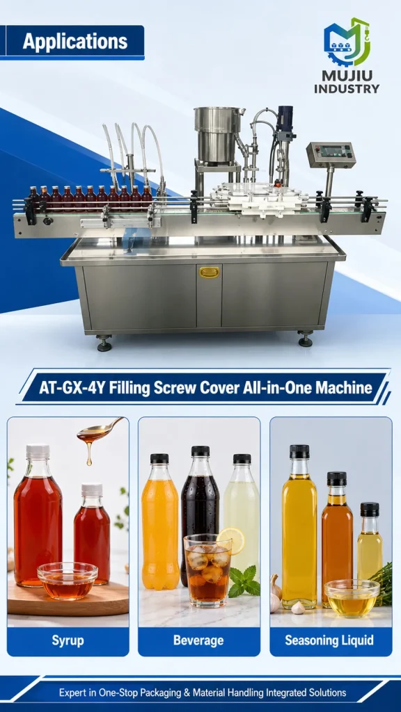 Automatic 4-Nozzle Bottle Filling Screw Capping Machine 30-1000ml AT-GX-4Y Monoblock Liquid Filler for Syrup Beverage - Detail image 5