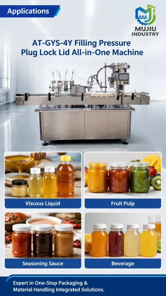 Automatic Bottle Filling Pressure Plug Pressing Screw Capping Machine 30-1000ml AT-GYS-4Y Integrated Liquid Filler - Detail image 5