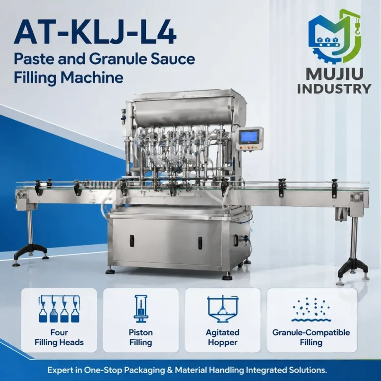 Automatic 4-Head Granule Sauce Filling Machine 100-1000ml AT-KLJ-L4 Piston Paste Filler with 200L Agitated Hopper - Main image 2