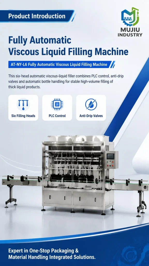 Automatic 6-Nozzle Viscous Liquid Filling Machine AT-NY-L6 Fully Automatic Anti-Drip Bottle Filler for Sauce Shampoo - Detail image 1