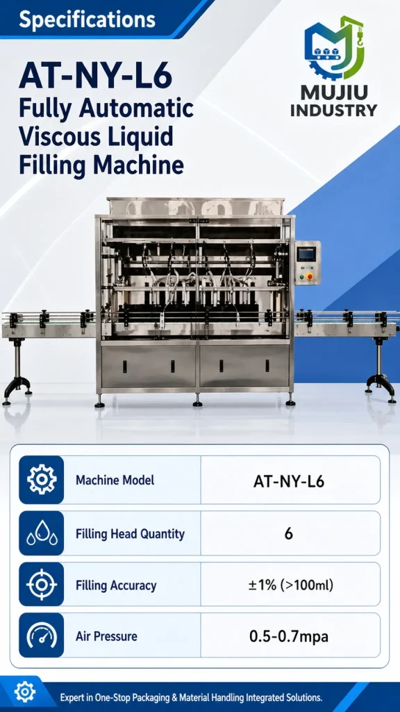 Automatic 6-Nozzle Viscous Liquid Filling Machine AT-NY-L6 Fully Automatic Anti-Drip Bottle Filler for Sauce Shampoo - Detail image 2