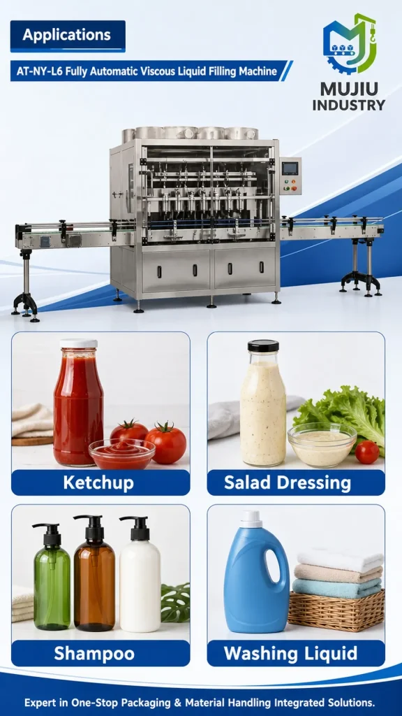 Automatic 6-Nozzle Viscous Liquid Filling Machine AT-NY-L6 Fully Automatic Anti-Drip Bottle Filler for Sauce Shampoo - Detail image 5