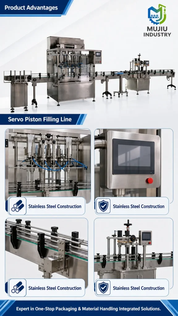 Automatic Servo Piston Filling Line 100-1000ml Integrated Bottle Feeding Capping Machine for Sauce Honey Shampoo - Detail image 4