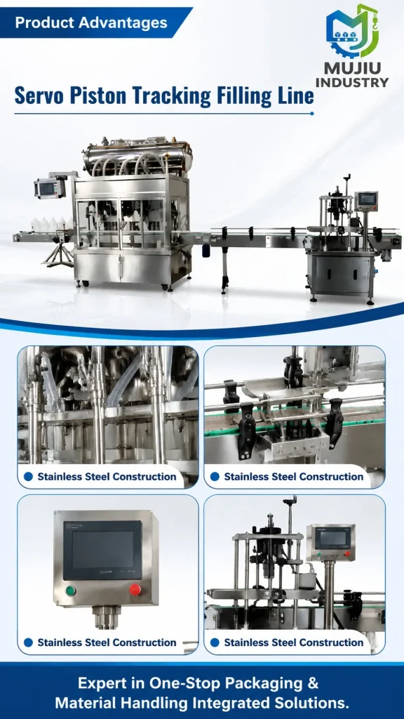 Automatic 6-Head Servo Piston Tracking Filling Machine Integrated Continuous Bottling Line for Shampoo Detergent - Detail image 4