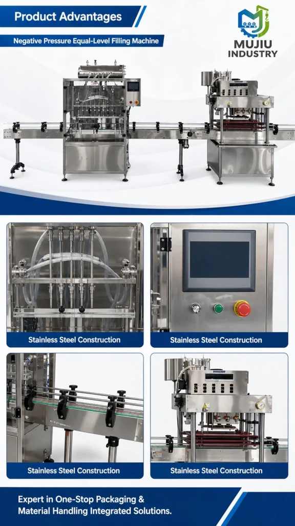 Automatic 12-Head Negative Pressure Equal-Level Filling Machine for Wine Soy Sauce Vinegar Integrated Capping Line - Detail image 4