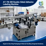 Expert MUJIU AT-TB-SM Fully Automatic Double-Sided Adhesive Sticker Labeling Machine for Flat Round Square Bottles - Main image 4