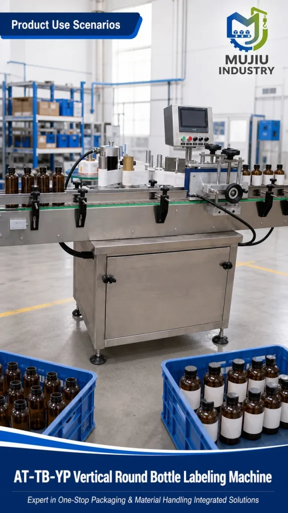 MUJIU AT-TB-YP High-Speed Fully Automatic Vertical Round Bottle Adhesive Sticker Labeling Machine for Jars and Cans - Detail image 4