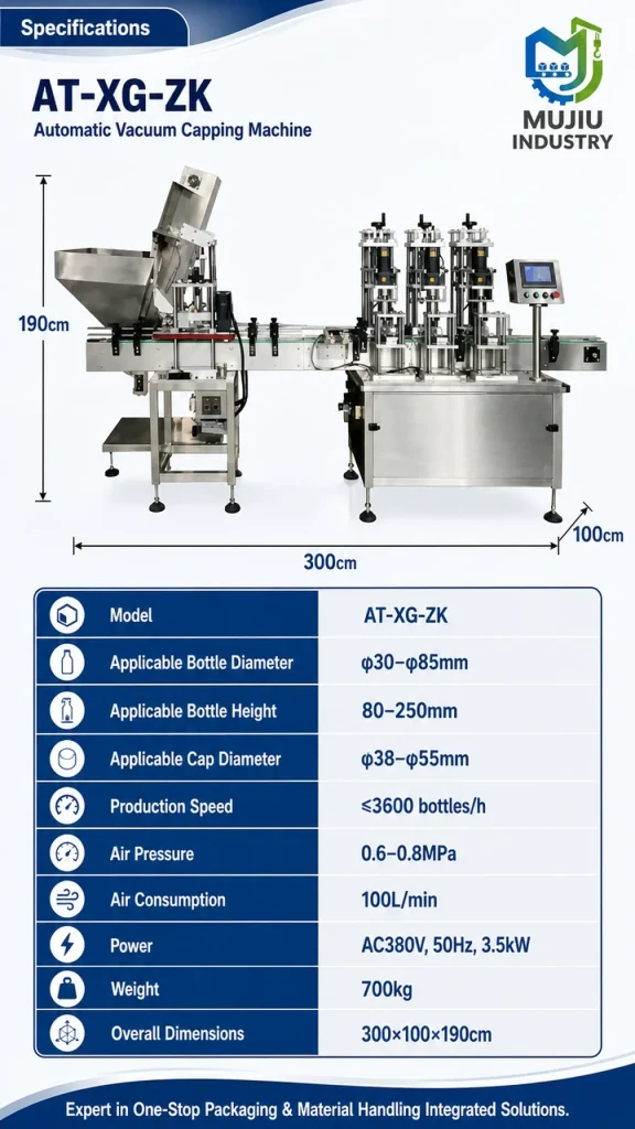 Fully Automatic Vacuum Twist-off Capping Machine 3600BPH 3-Head AT-XG-ZK Linear High Speed for Glass Jars - Detail image 2