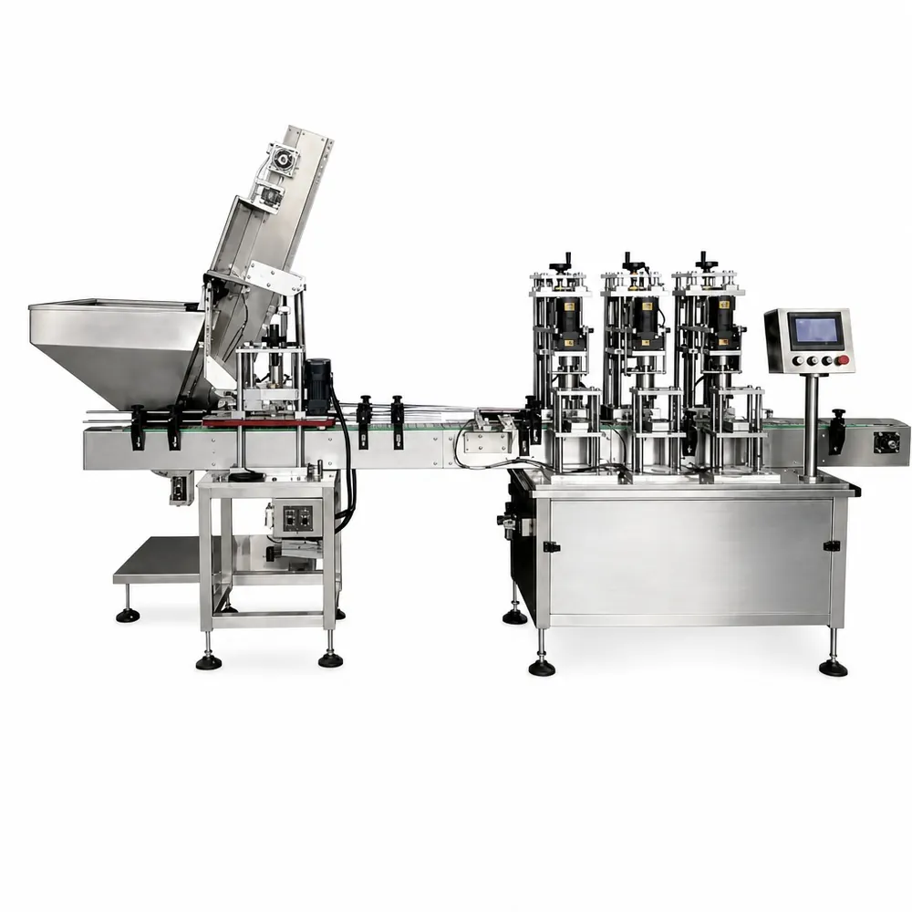 Fully Automatic Vacuum Twist-off Capping Machine 3600BPH 3-Head AT-XG-ZK Linear High Speed for Glass Jars - Main image 1