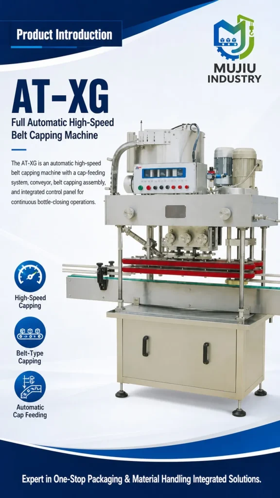 Fully Automatic High-Speed Belt Capping Machine 5400BPH Linear Type AT-XG Continuous Capper for Round Jars - Detail image 1