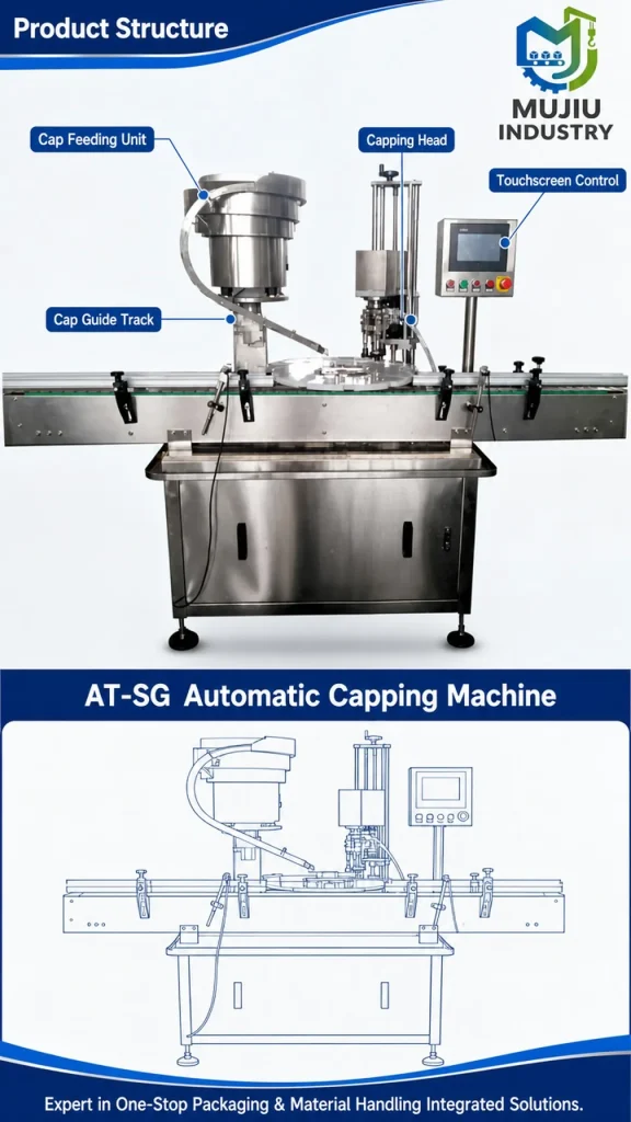 Automatic 1-Head Three-Knife Capping Machine 60BPM AT-SG Industrial Bottle Capper for Metal Caps - Detail image 3