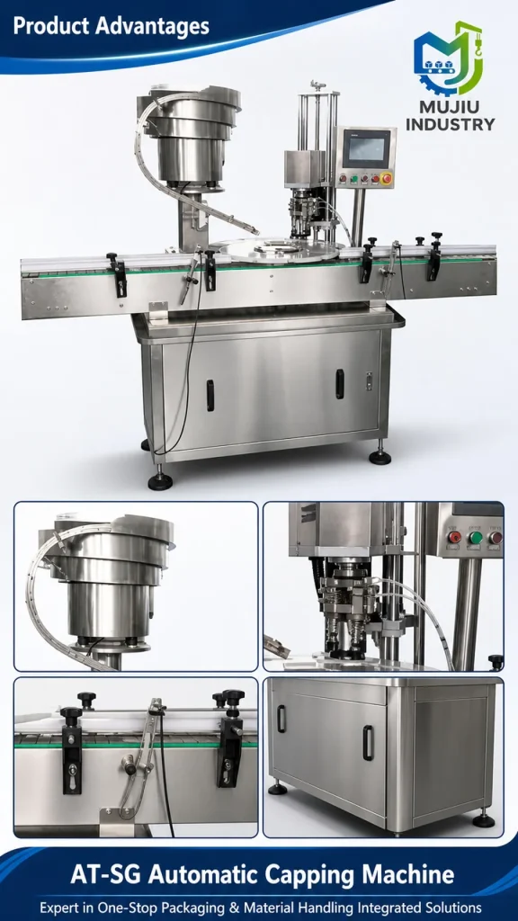Automatic 1-Head Three-Knife Capping Machine 60BPM AT-SG Industrial Bottle Capper for Metal Caps - Detail image 5