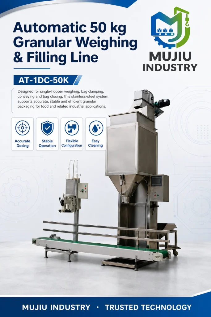 Automatic 5-50kg Granular Weighing and Filling Packaging Line AT-1DC-50K Integrated Bagging Machine for Grains Seeds Beans - Detail image 1