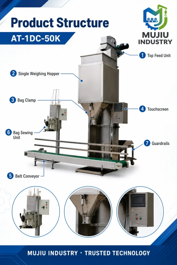 Automatic 5-50kg Granular Weighing and Filling Packaging Line AT-1DC-50K Integrated Bagging Machine for Grains Seeds Beans - Detail image 3