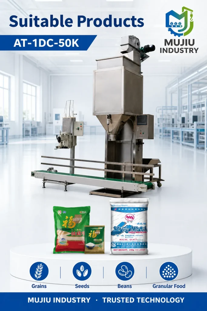 Automatic 5-50kg Granular Weighing and Filling Packaging Line AT-1DC-50K Integrated Bagging Machine for Grains Seeds Beans - Detail image 4