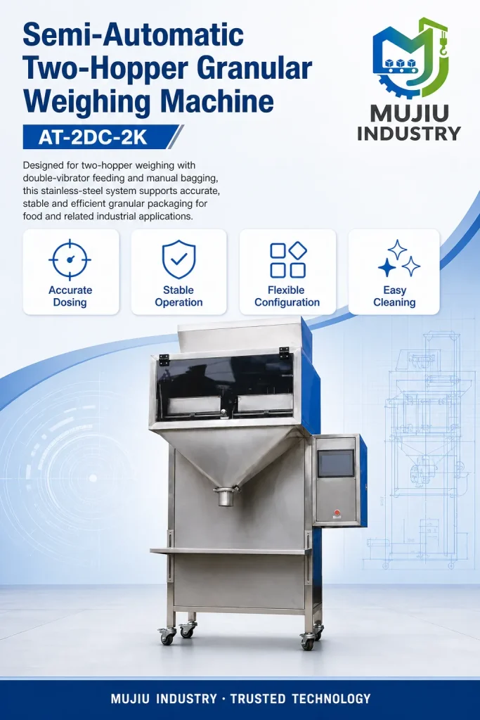 Semi-Automatic 2kg Granule Weighing Machine AT-2DC-2K Double Hopper Granular Filler for Grains Seeds Beans - Detail image 1