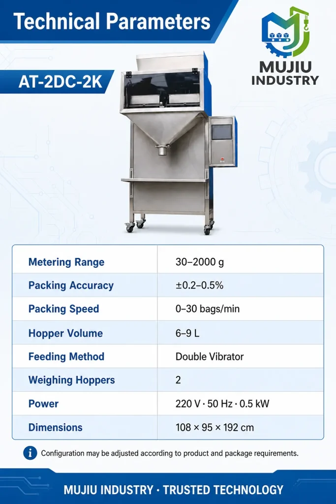 Semi-Automatic 2kg Granule Weighing Machine AT-2DC-2K Double Hopper Granular Filler for Grains Seeds Beans - Detail image 2